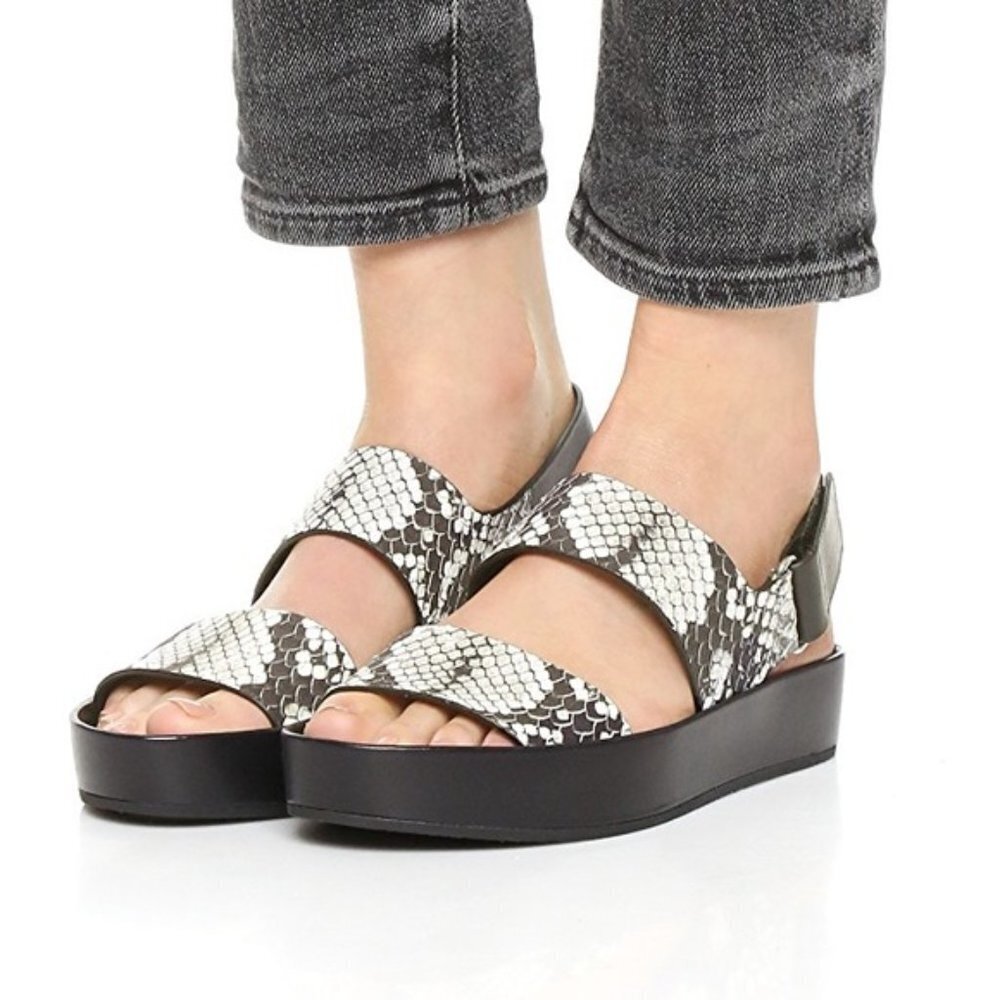 VINCE Marett Python Snake Print Flatform leather … - image 1